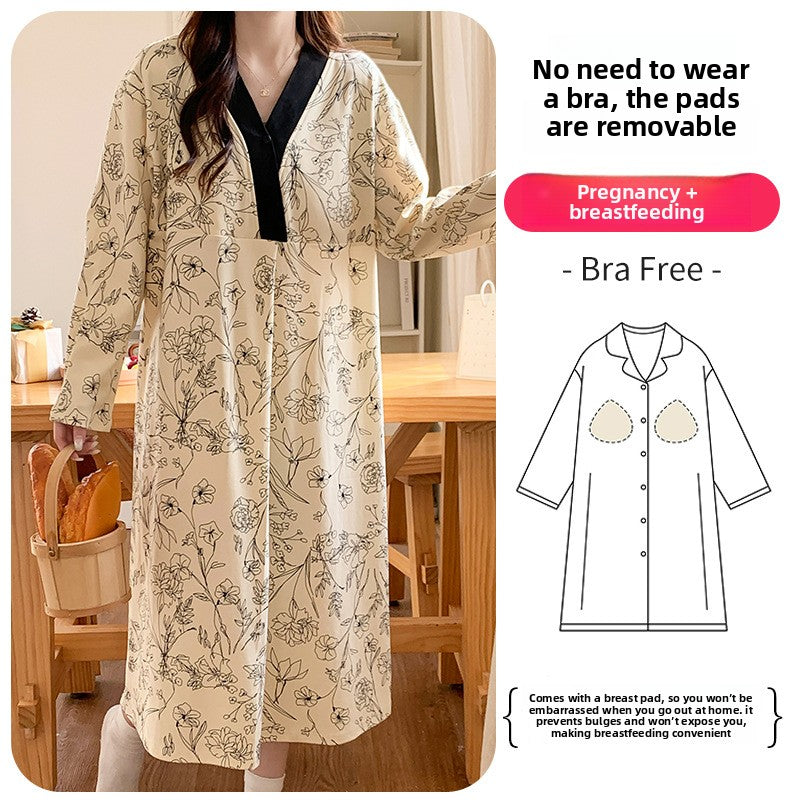 Maternity Nursing Nightgown with Belly Support