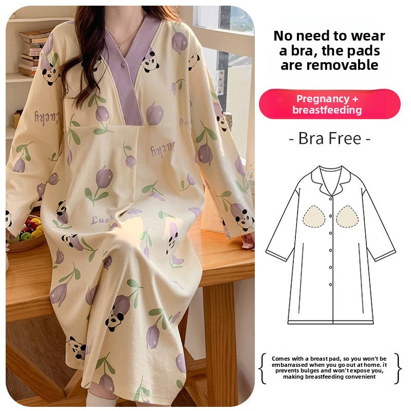Maternity Nursing Nightgown with Belly Support