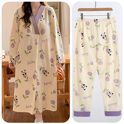 Maternity Nursing Nightgown with Belly Support