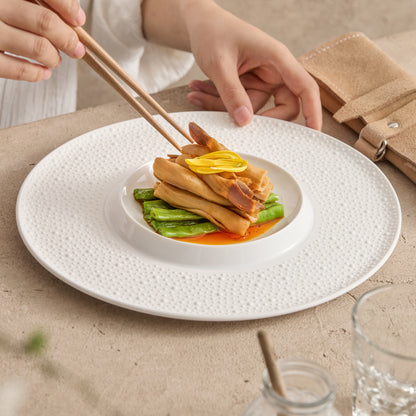 Matte Sesame Dot Ceramic Oval Dinner Plate
