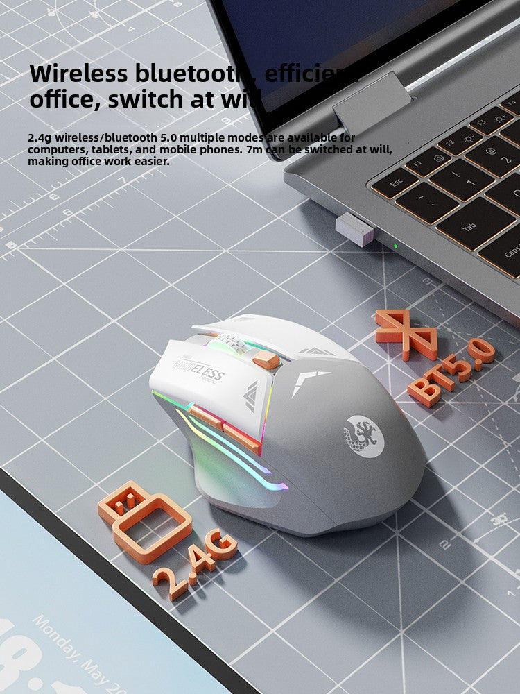 Mecha Mouse Wireless Bluetooth Silent Mechanical E-Sports Gaming Rechargeable Desktop Laptop Universal Dual-Mode