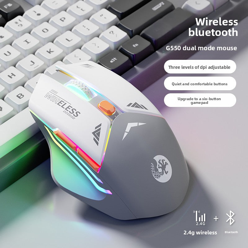 Mecha Mouse Wireless Bluetooth Silent Mechanical E-Sports Gaming Rechargeable Desktop Laptop Universal Dual-Mode