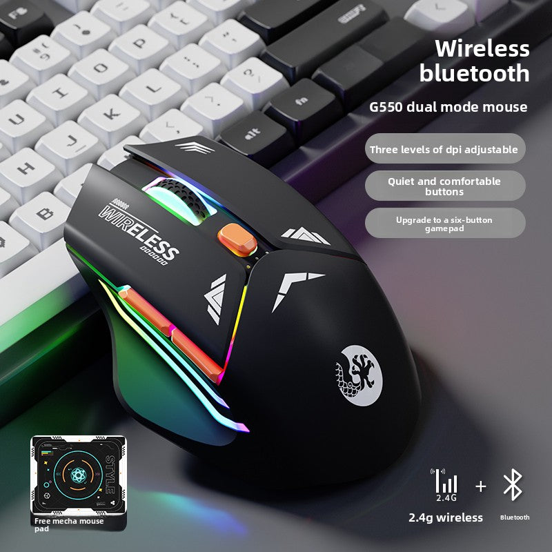 Mecha Mouse Wireless Bluetooth Silent Mechanical E-Sports Gaming Rechargeable Desktop Laptop Universal Dual-Mode