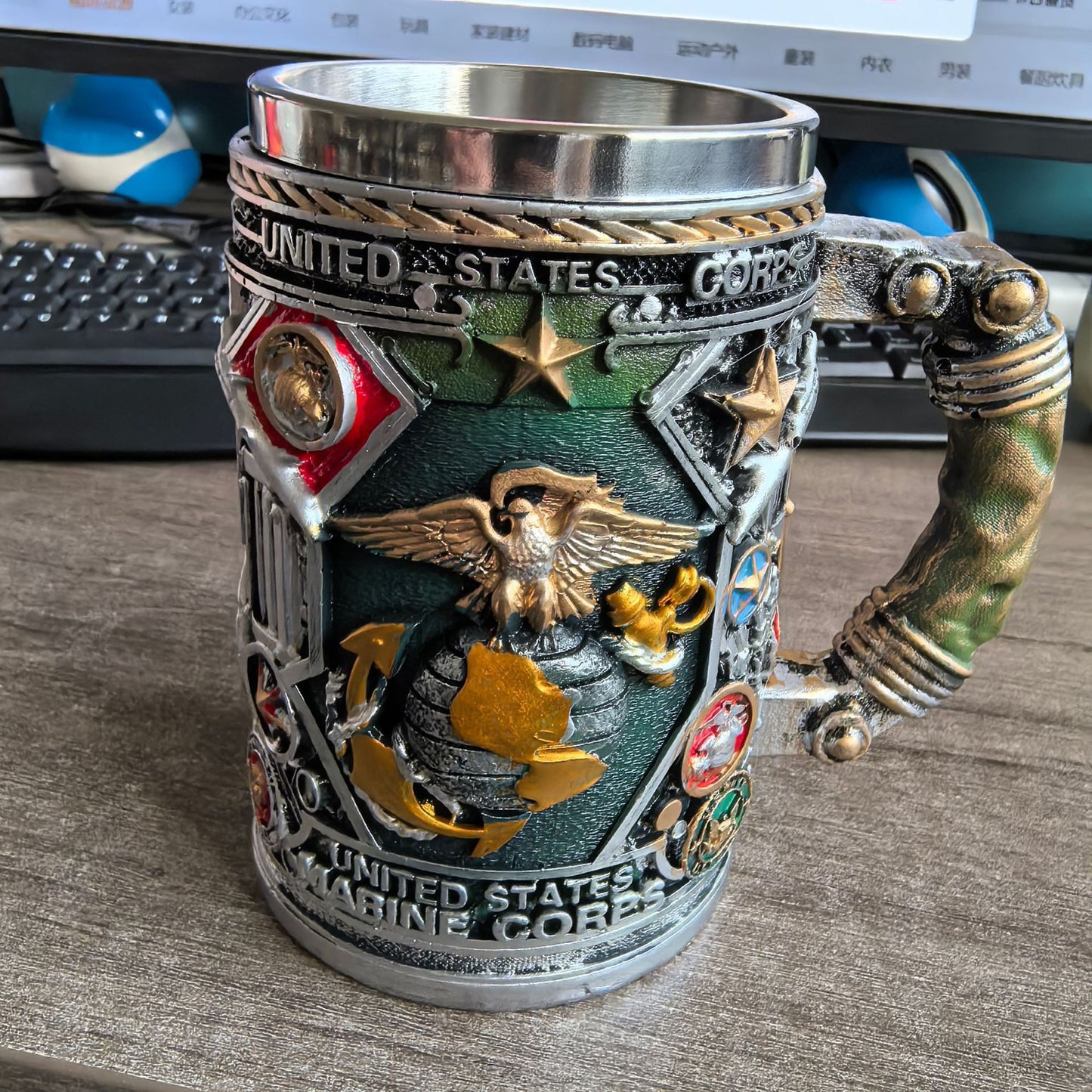 Mechanical Engine Design Resin and Stainless Steel Mug