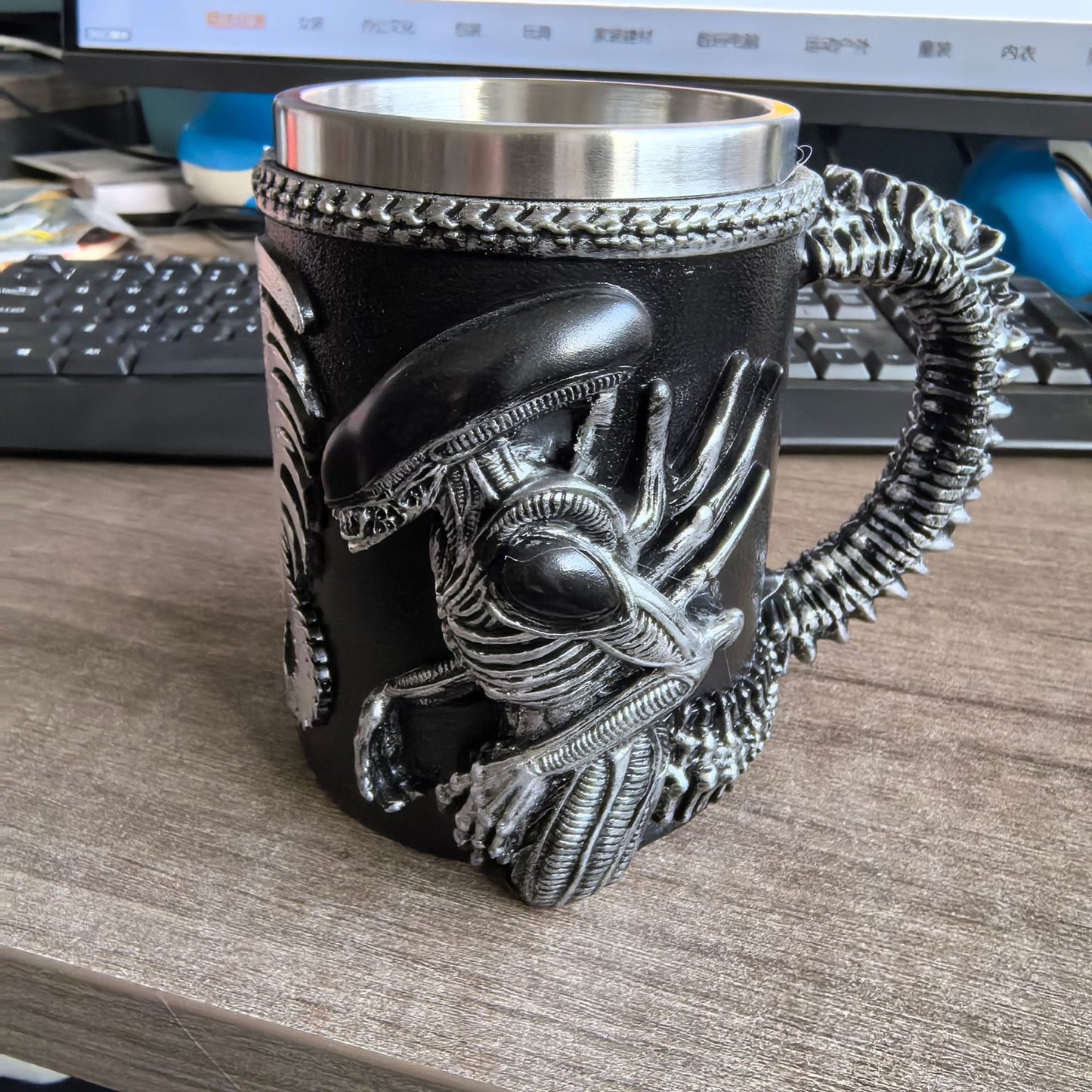 Mechanical Engine Design Resin and Stainless Steel Mug