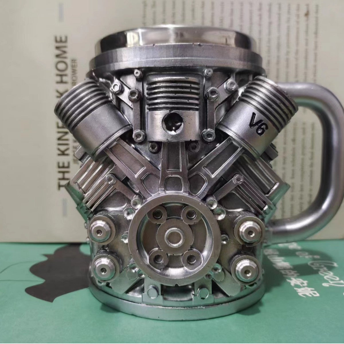 Mechanical Engine Design Resin and Stainless Steel Mug