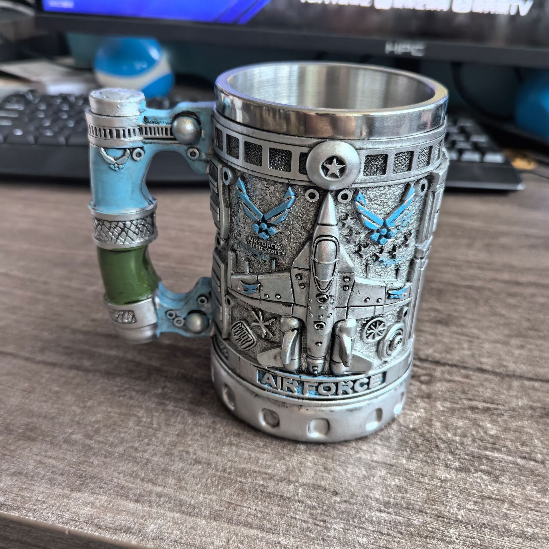 Mechanical Engine Design Resin and Stainless Steel Mug