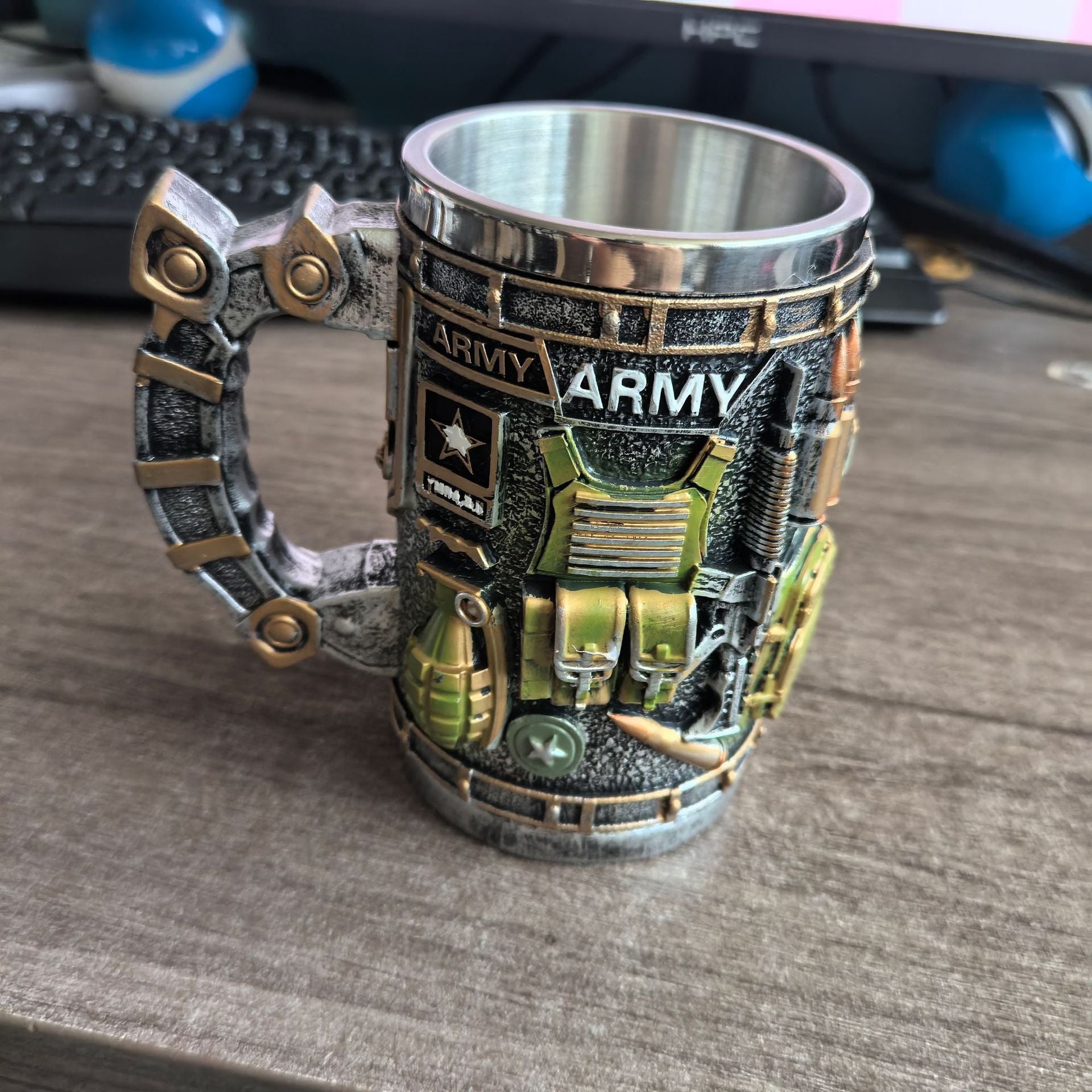 Mechanical Engine Design Resin and Stainless Steel Mug