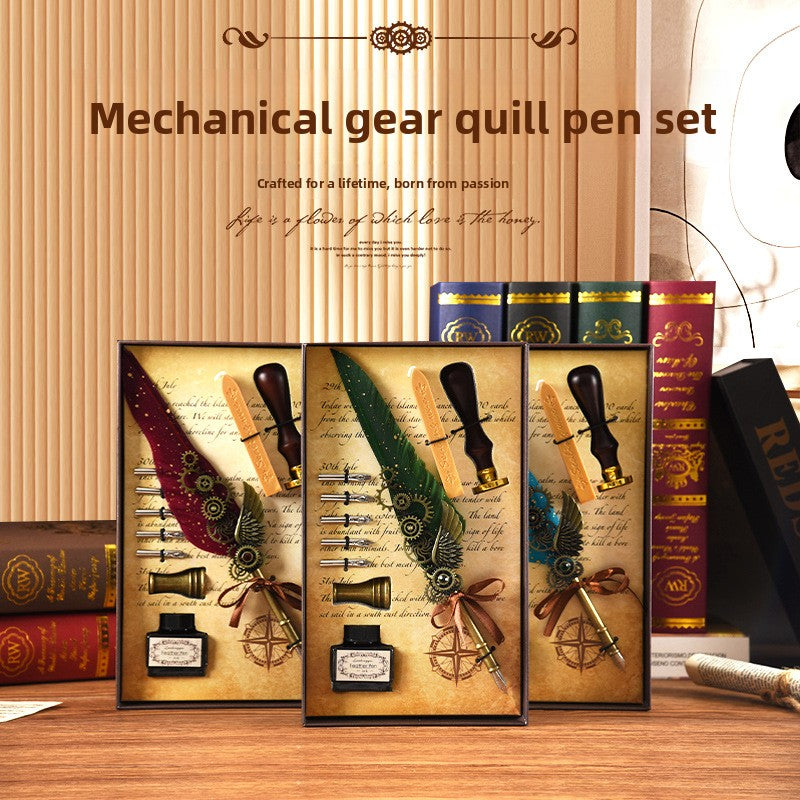 Mechanical feather dip pen
