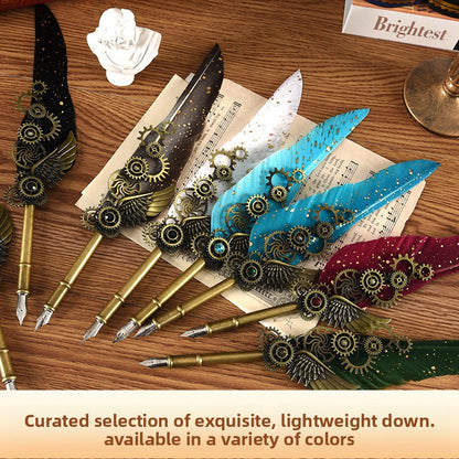 Mechanical feather dip pen