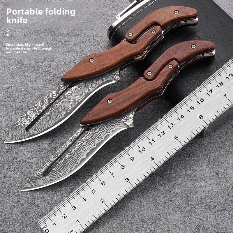 Mechanical Style Folding Damascus Steel Knife