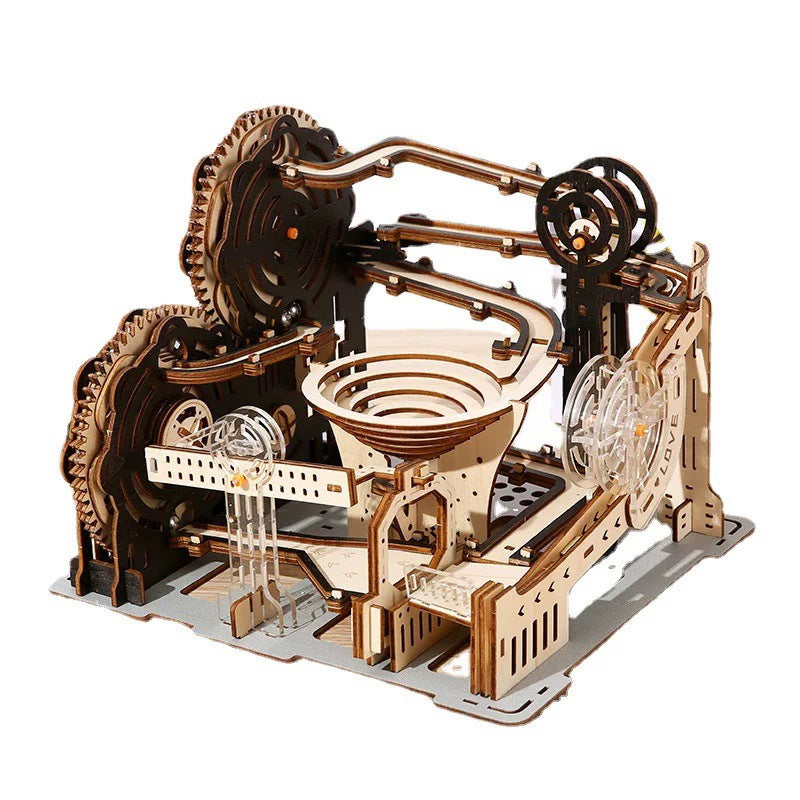 Mechanical track three-dimensional jigsaw puzzle