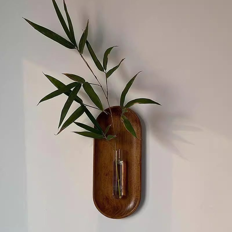 Medieval 3D Wooden Wall Decoration with Green Plant Pendants