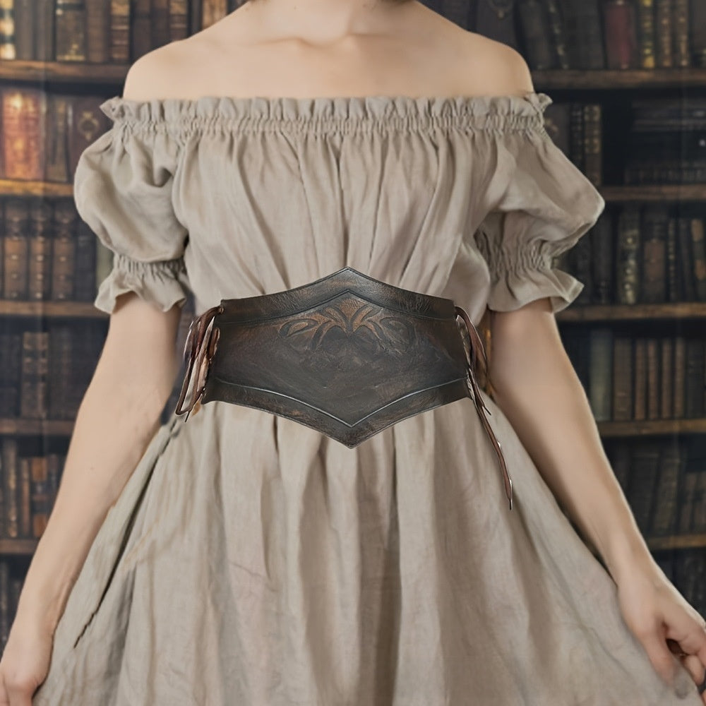 Medieval Knight Embossed Wide Belt