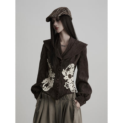 Medieval Lapel Rope Embroidery Equestrian Jacket