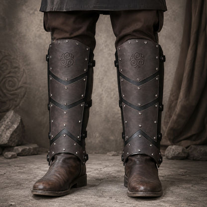 Medieval Renaissance Viking Leather Leg Guards