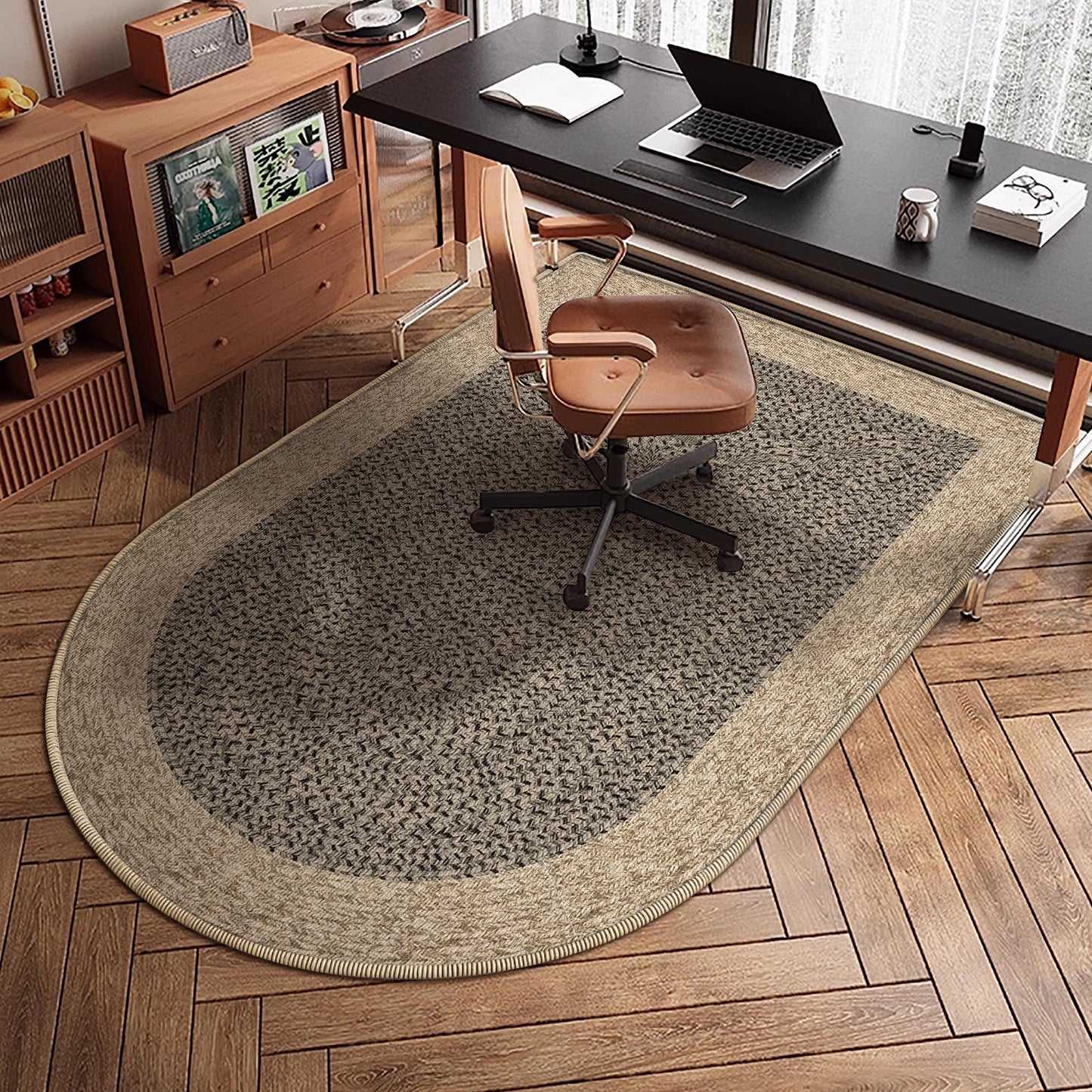 Medieval-Style Arched Crystal Velvet Carpet for Home Study, Computer Chair Cooling Mat, No-Wash, Easy to Care For, Protects the Floor