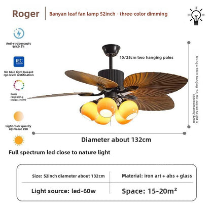 Medieval Style Ceiling Fan Light with Remote Control