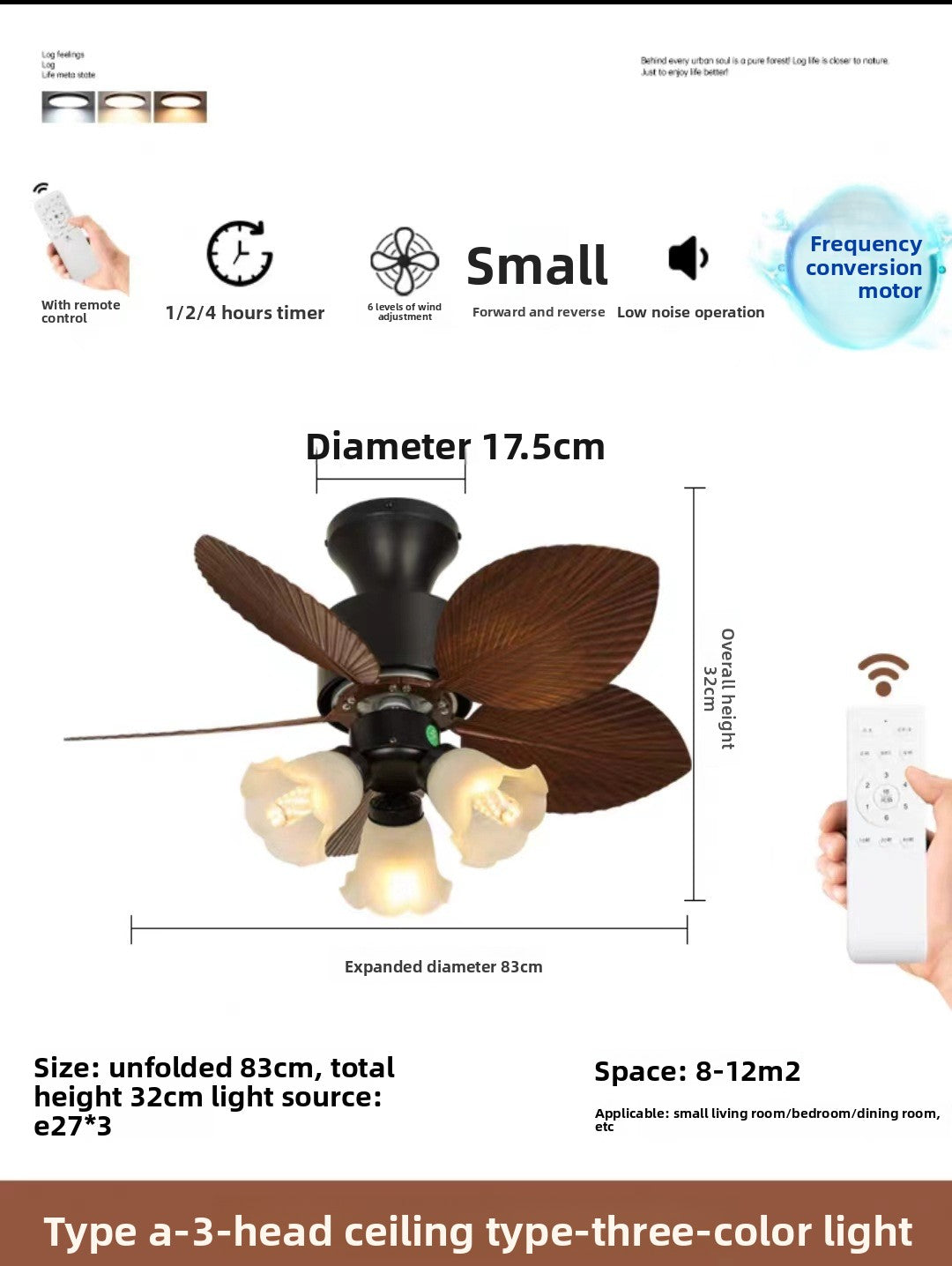 Medieval Style Ceiling Fan Light with Remote Control
