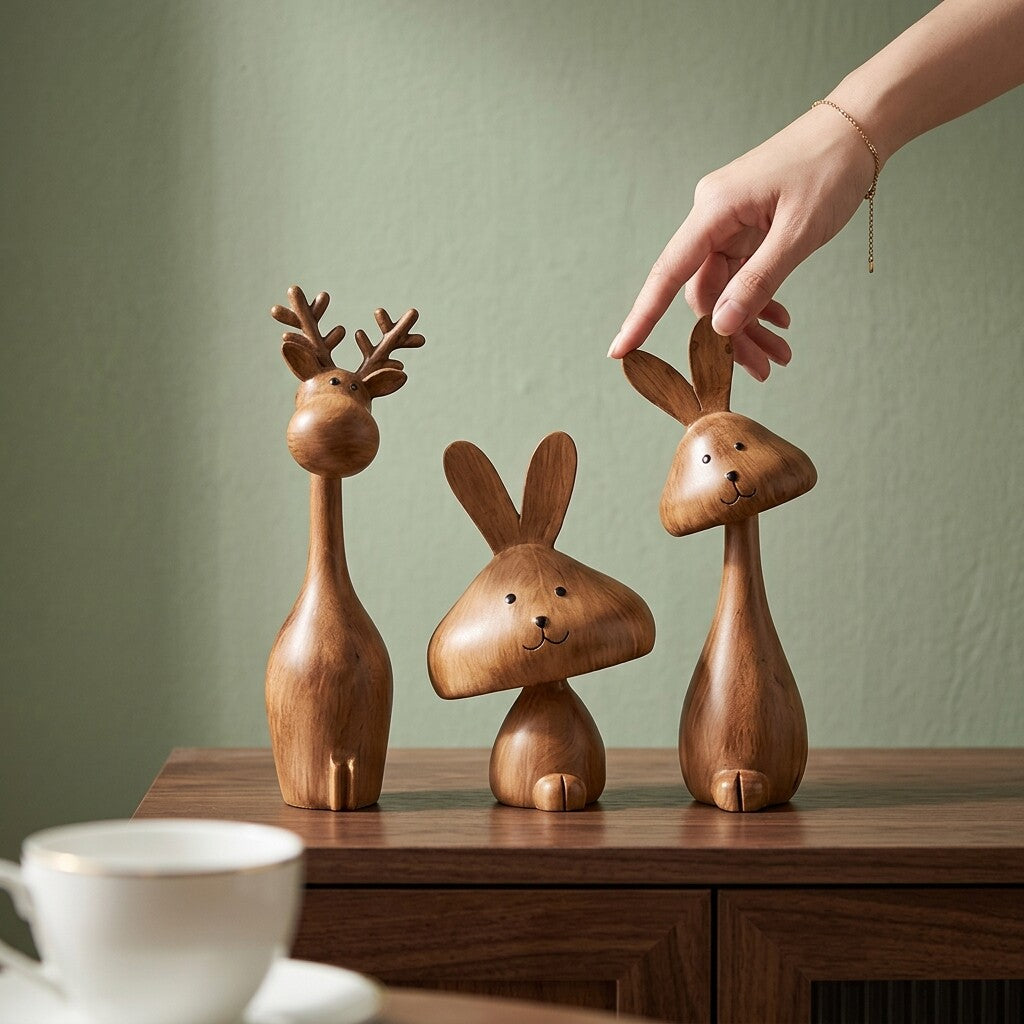 Medieval Style Rabbit Family Figurine