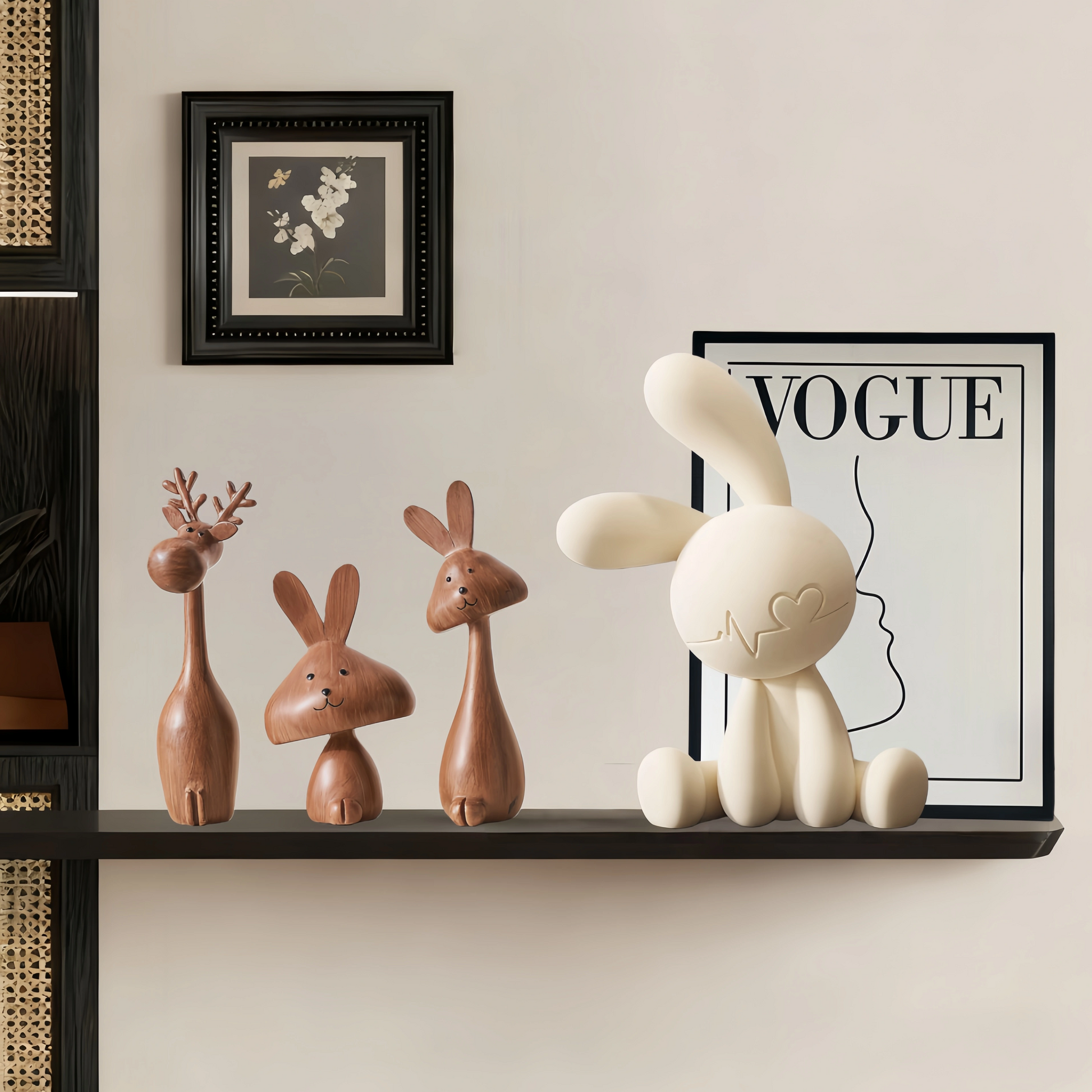 Medieval Style Rabbit Family Figurine