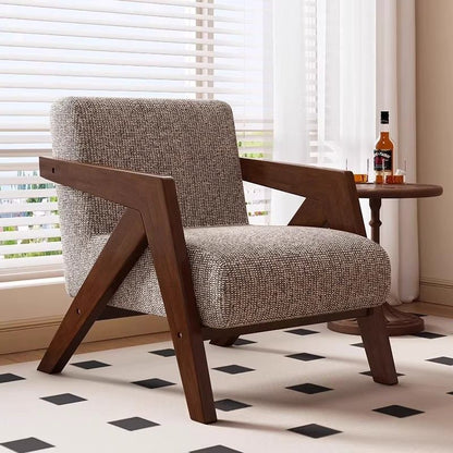 Medieval Style Solid Wood Armchair with Upholstered Seat