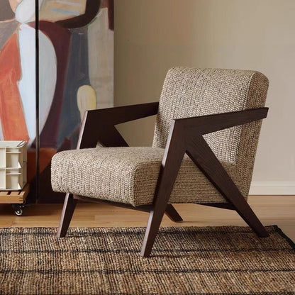 Medieval Style Solid Wood Armchair with Upholstered Seat