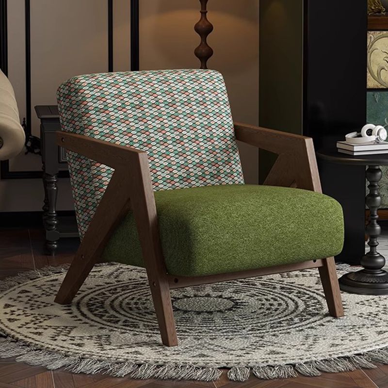 Medieval Style Solid Wood Armchair with Upholstered Seat