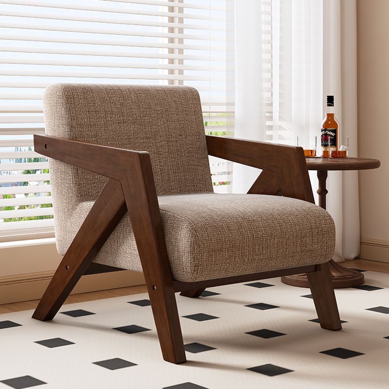 Medieval Style Solid Wood Armchair with Upholstered Seat