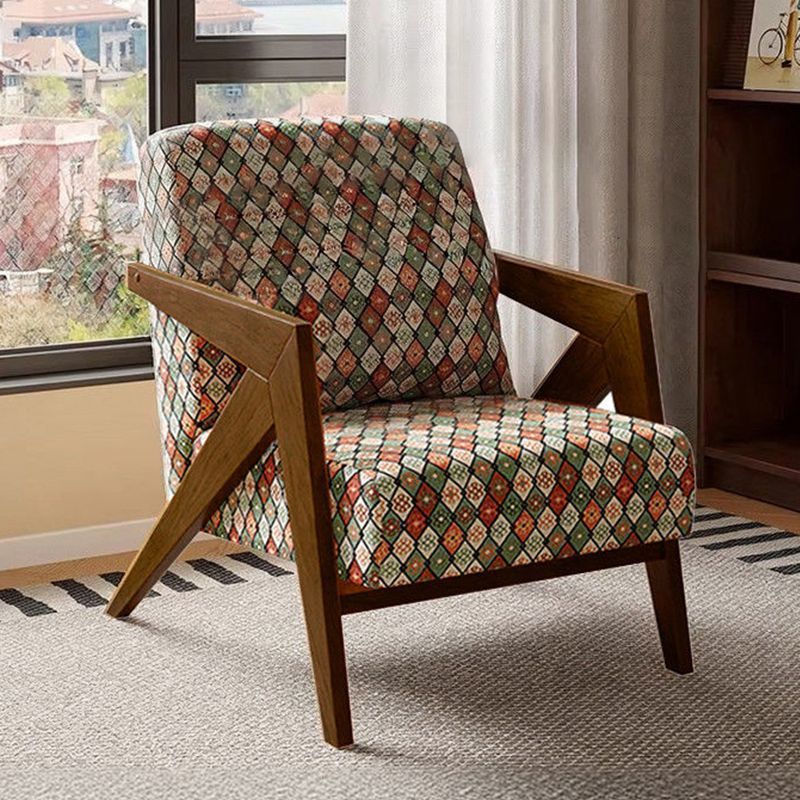 Medieval Style Solid Wood Armchair with Upholstered Seat