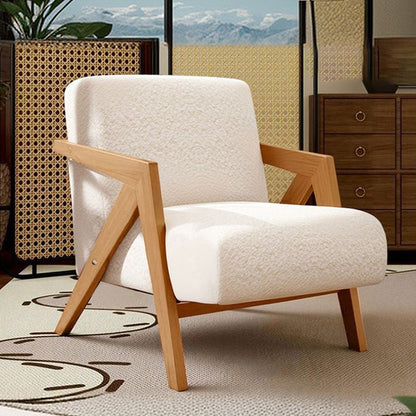 Medieval Style Solid Wood Armchair with Upholstered Seat