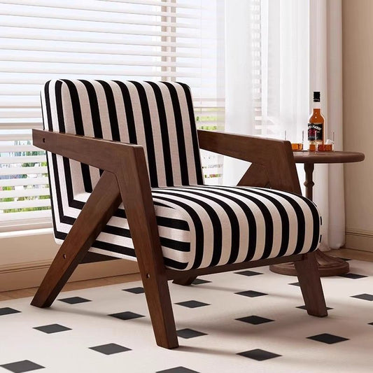 Medieval Style Solid Wood Armchair with Upholstered Seat