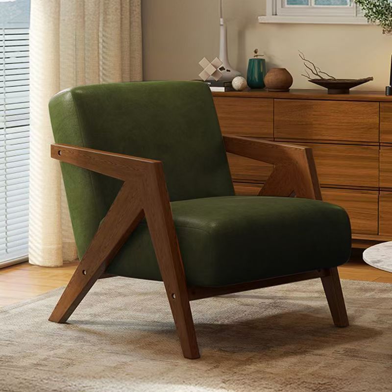 Medieval Style Solid Wood Armchair with Upholstered Seat