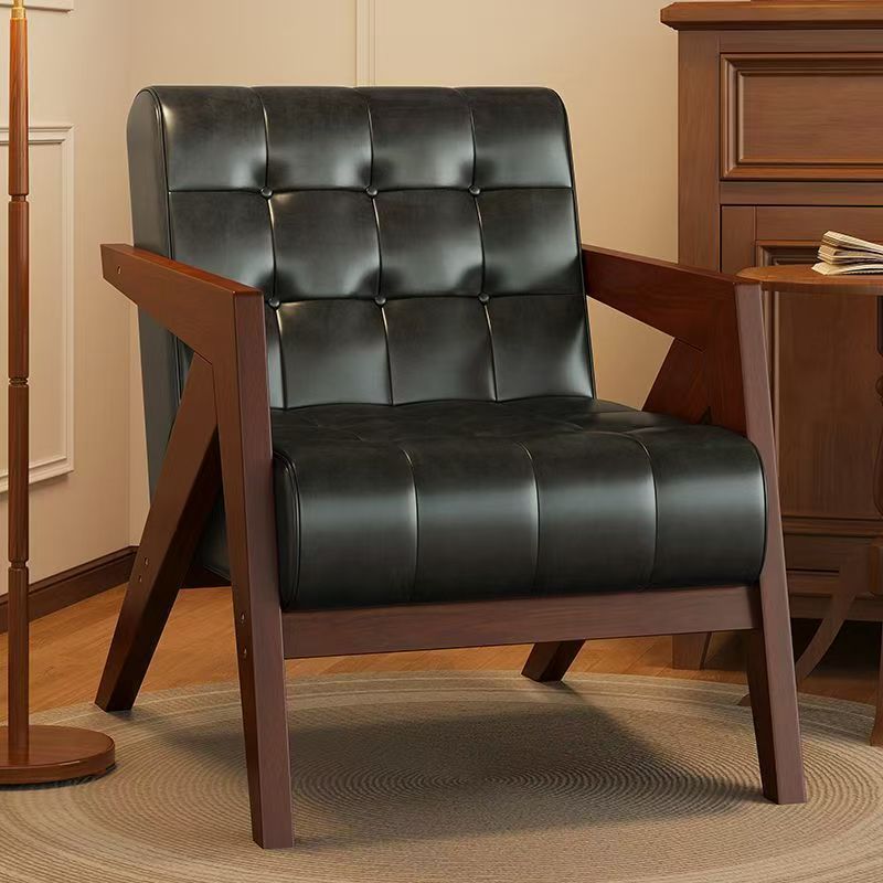 Medieval Style Solid Wood Armchair with Upholstered Seat