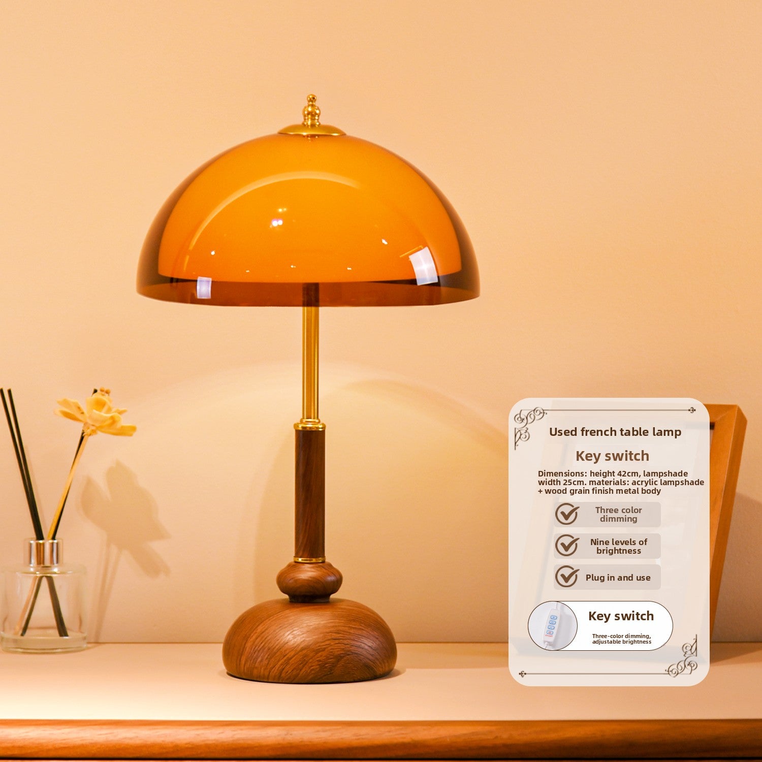 Medieval Style Table Lamp with Dimmable LED