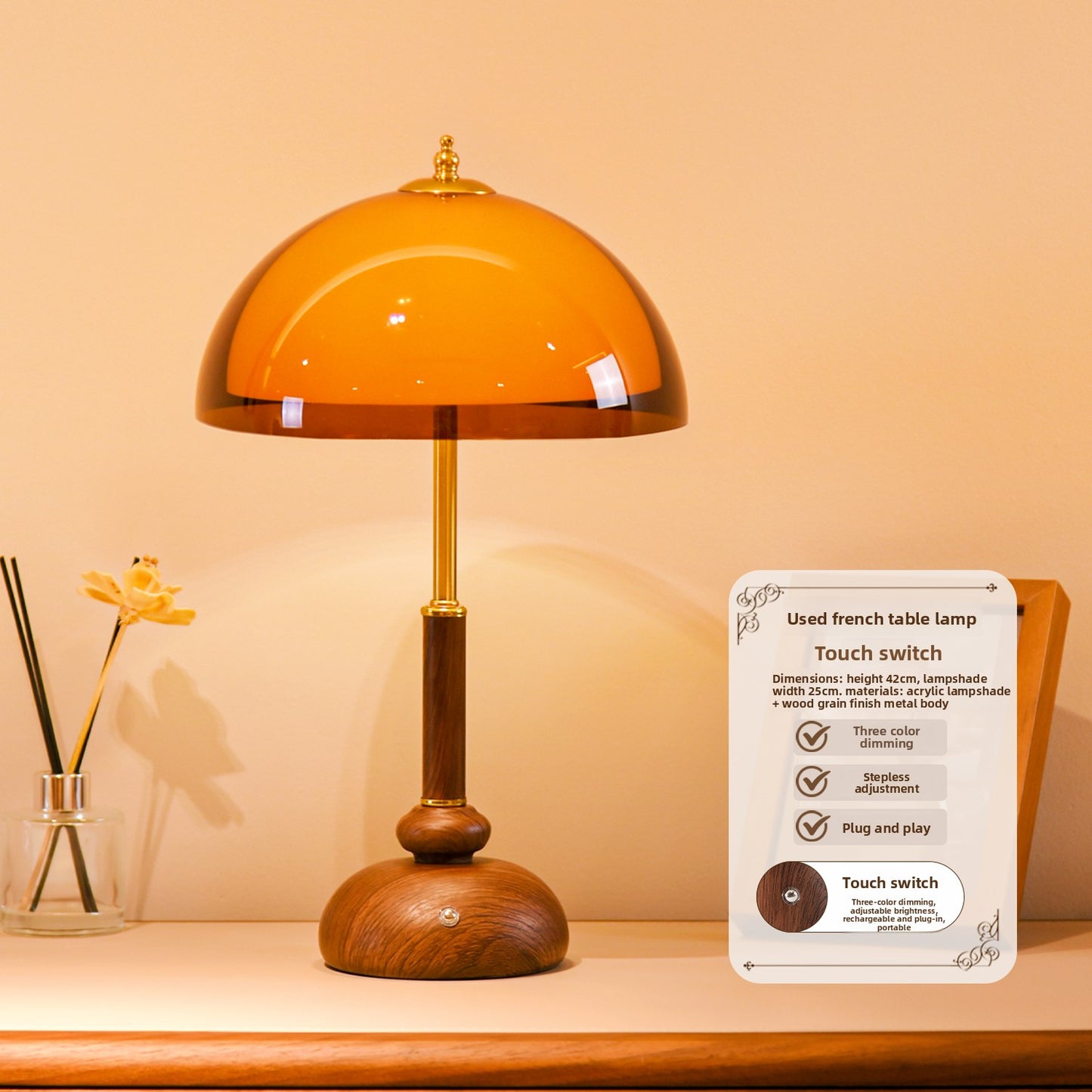 Medieval Style Table Lamp with Dimmable LED