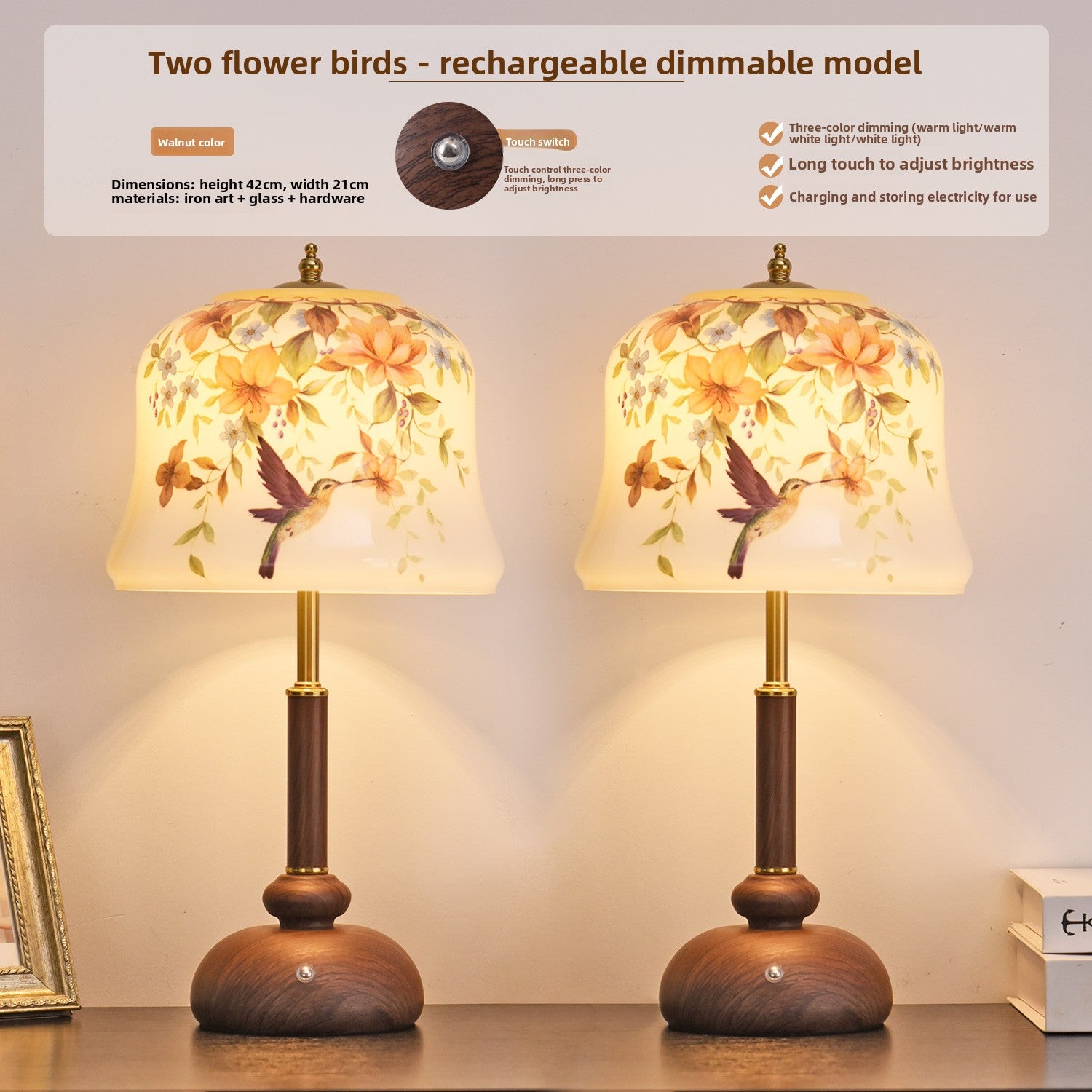 Medieval Style Table Lamp with Dimmable LED