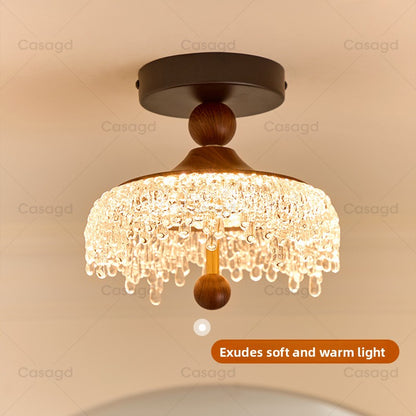 Medieval Style Walnut Color Water Drop Ceiling Light