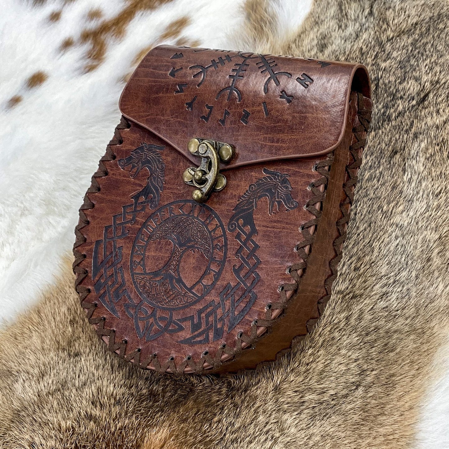 Medieval Viking Style Adjustable Waist Bag with Coin Purse