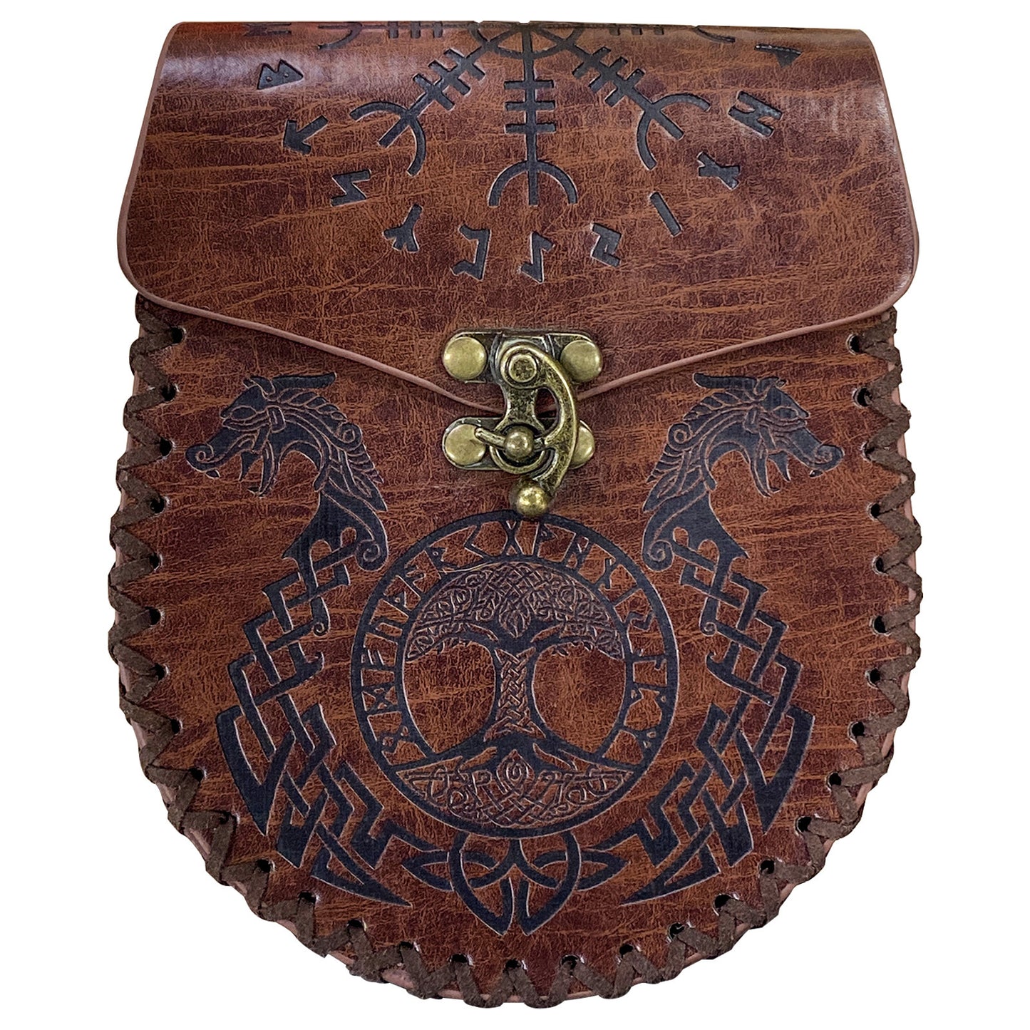 Medieval Viking Style Leather Waist Bag with Coin Compartment