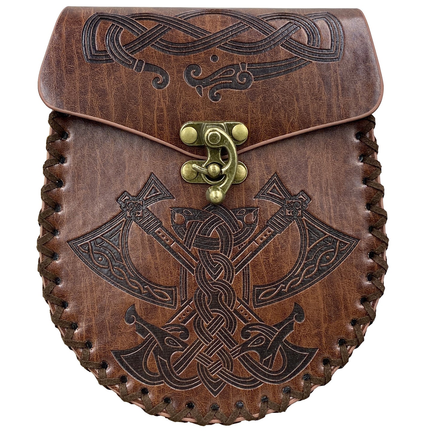 Medieval Viking Style Leather Waist Bag with Coin Compartment