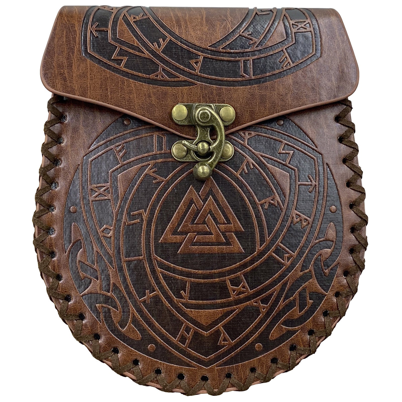 Medieval Viking Style Leather Waist Bag with Coin Compartment