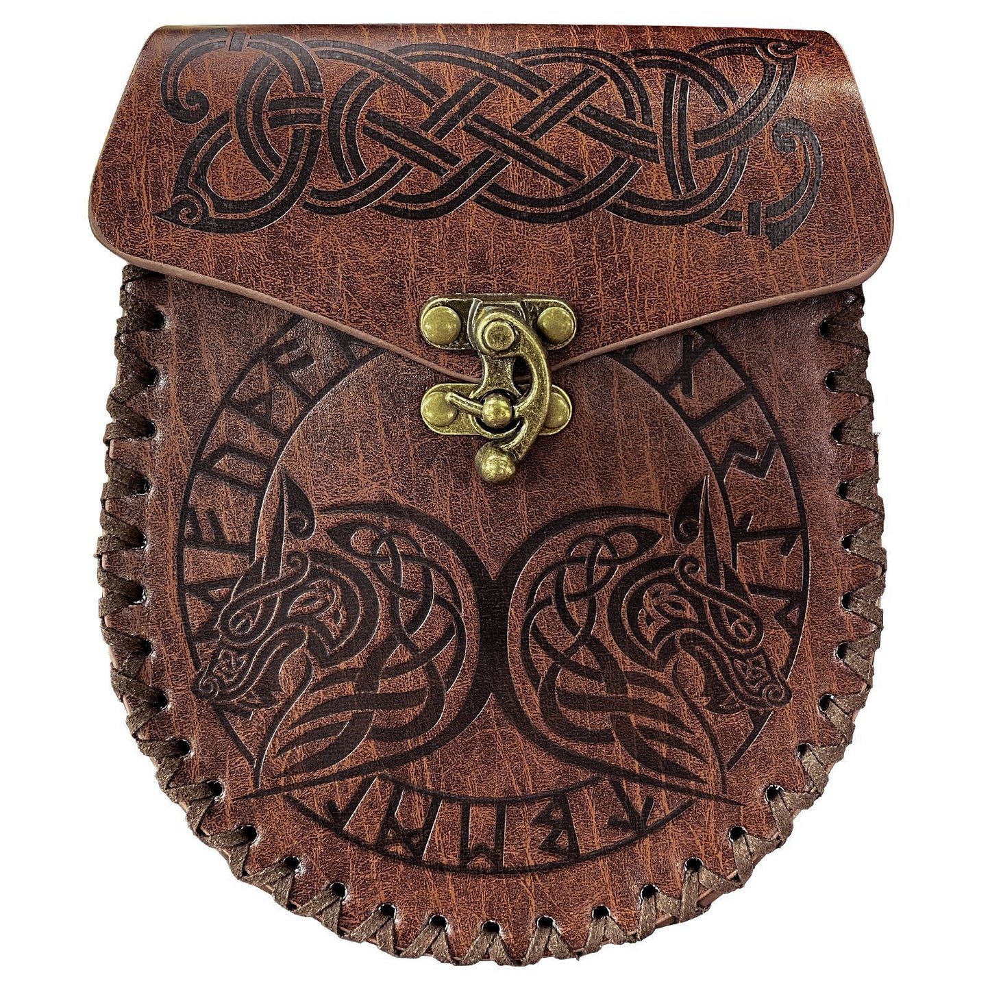 Medieval Viking Style Leather Waist Bag with Coin Compartment