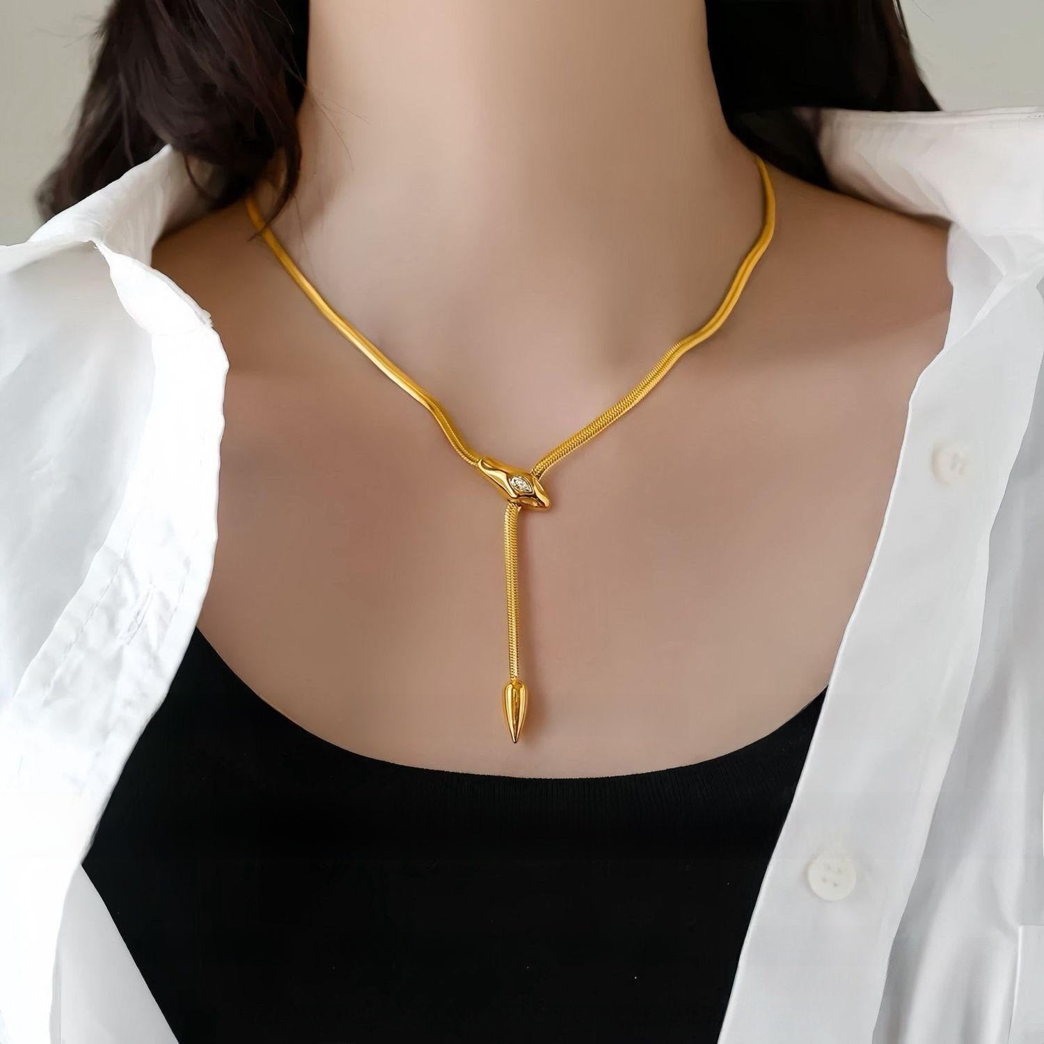Medusa Zircon Snake Necklace