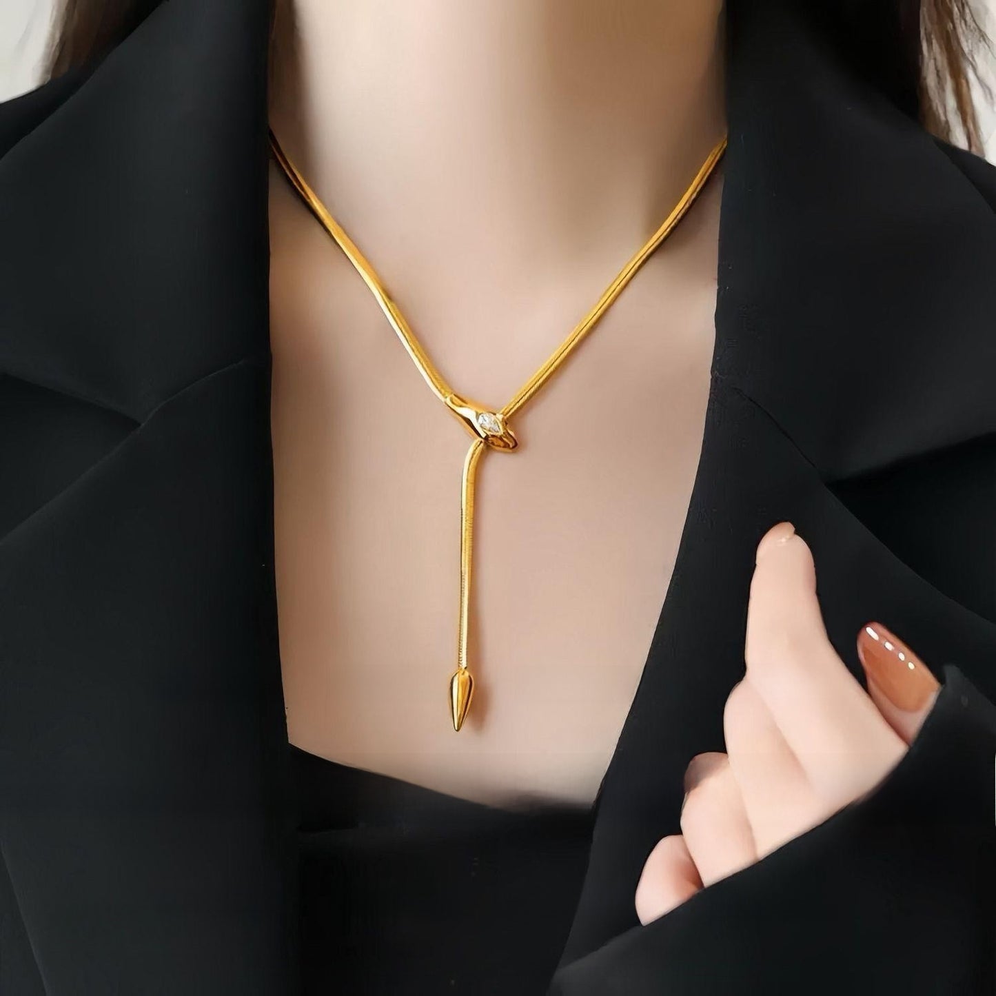 Medusa Zircon Snake Necklace