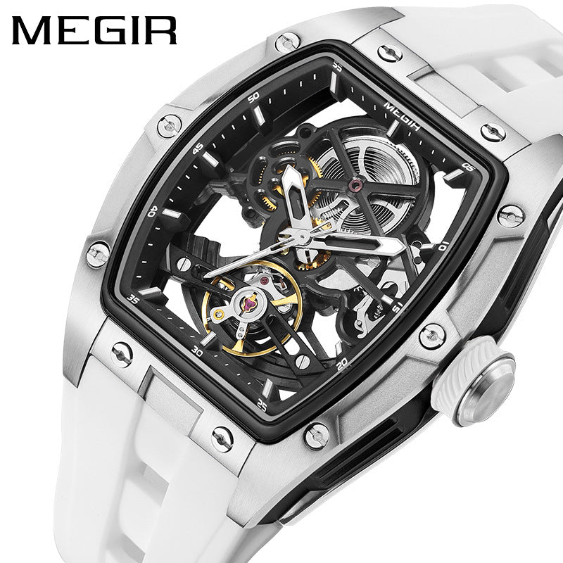 Megir Barrel Mechanical Skeleton Watch
