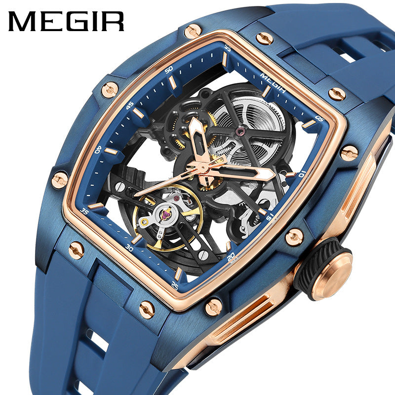 Megir Barrel Mechanical Skeleton Watch