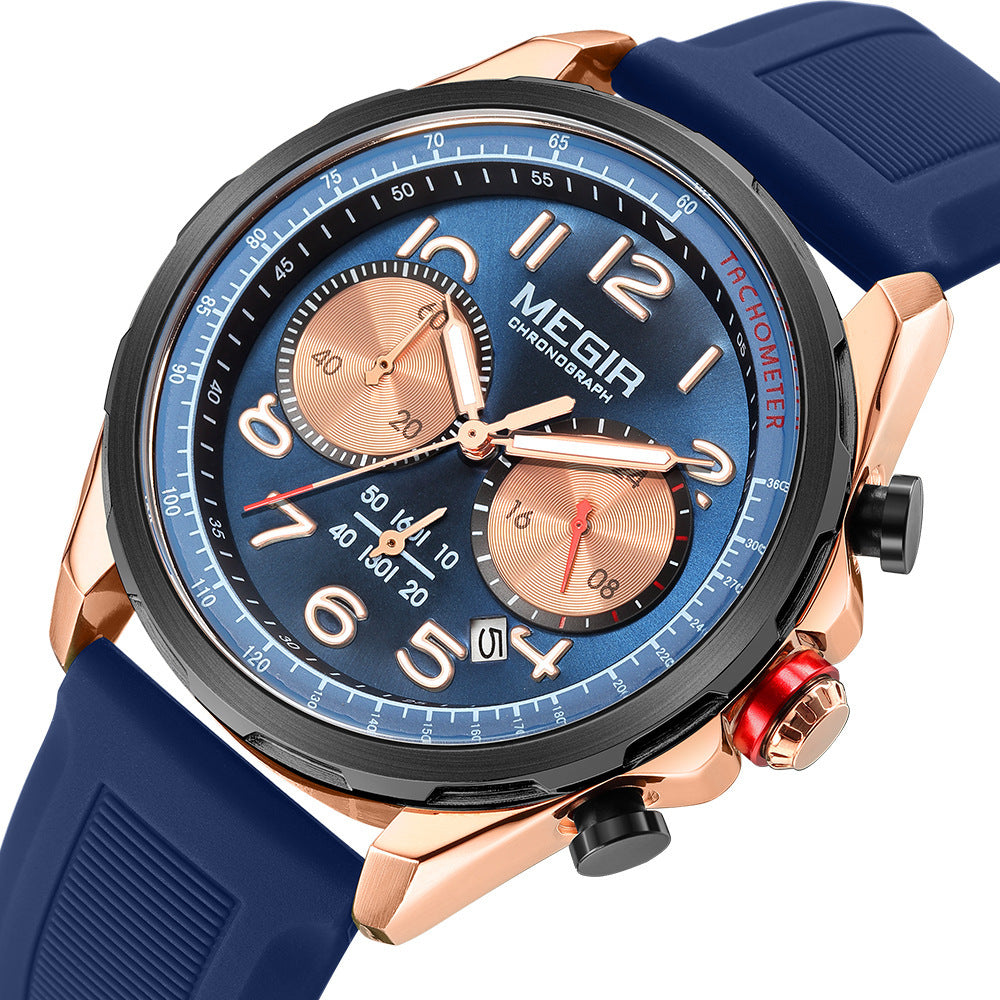 MEGIR Men's Sport Chronograph Watch with Silicone Strap