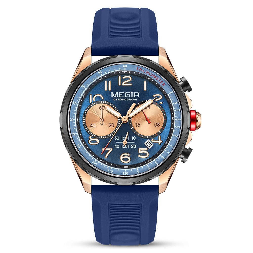 MEGIR Men's Sport Chronograph Watch with Silicone Strap