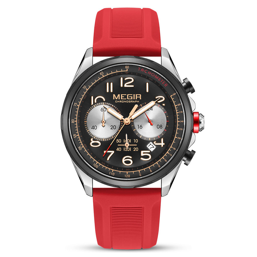 MEGIR Men's Sport Chronograph Watch with Silicone Strap